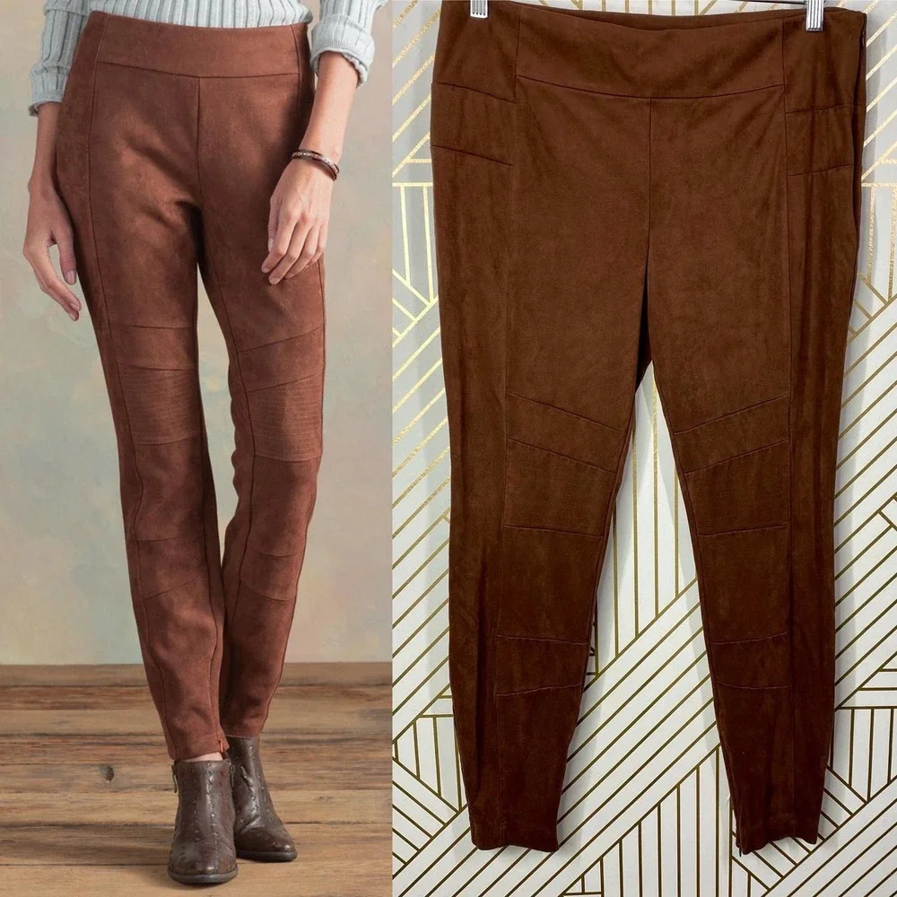 Sundance Inspired Days Leggings Brown Faux Suede
